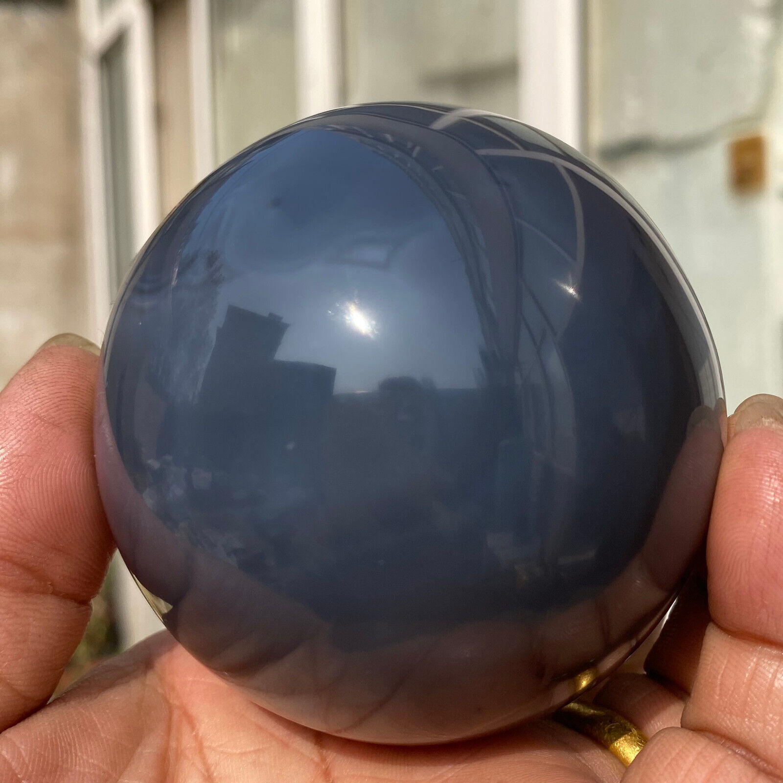 533g Amazing Orca Agate Blue Chalcedony Agate Quartz Crystal Sphere Reiki
