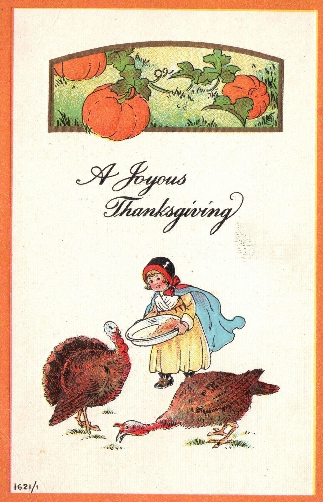 Vintage Postcard 1922 A Joyous Thanksgiving Greetings Holiday Special Occasion