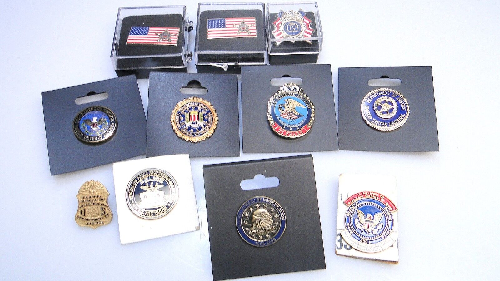 11 Vintage Lapel Pins FBI Pentagon US Secret Service Marshal DOJ