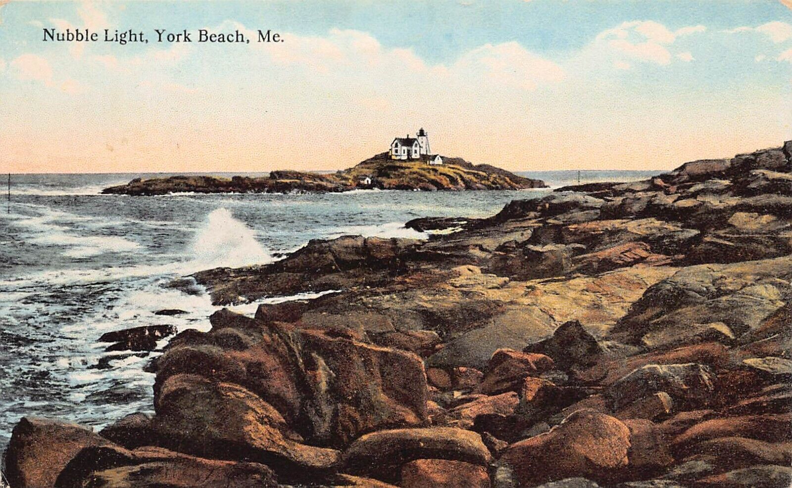 Nubble Island Light Lighthouse York Beach ME Maine Cape Neddick Vtg Postcard U10