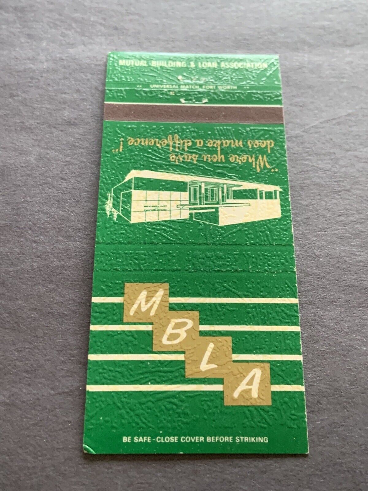 Vintage Matchbook: “Mutual Building & Loan Association - MBLA” Weatherford