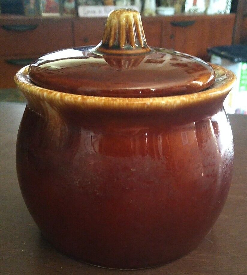 Hull Ovenproof USA Drip Glaze Vintage Sugar Bowl With Lid