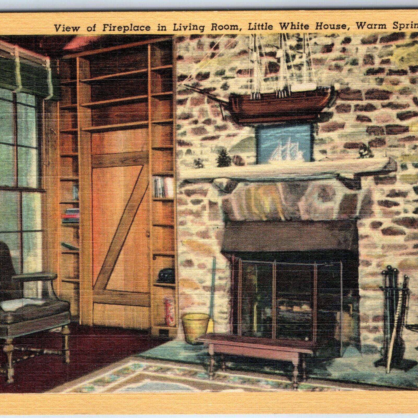1948 Warm Springs, GA Fireplace Living Room White House Roosevelt\'s Home PC A247