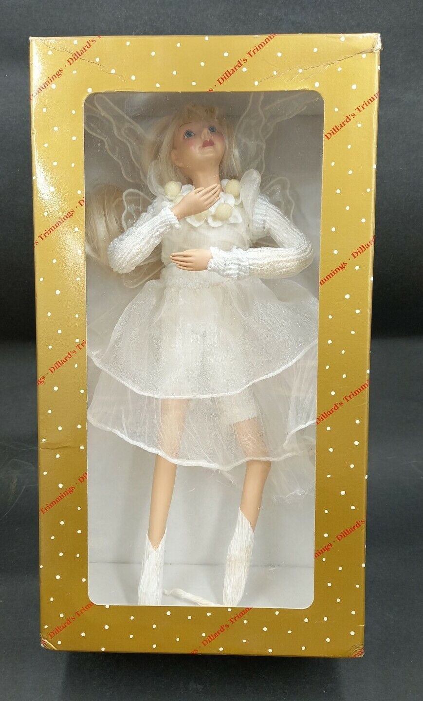 Dillard’s Trimmings Porcelain  Fairy in White Dress Doll