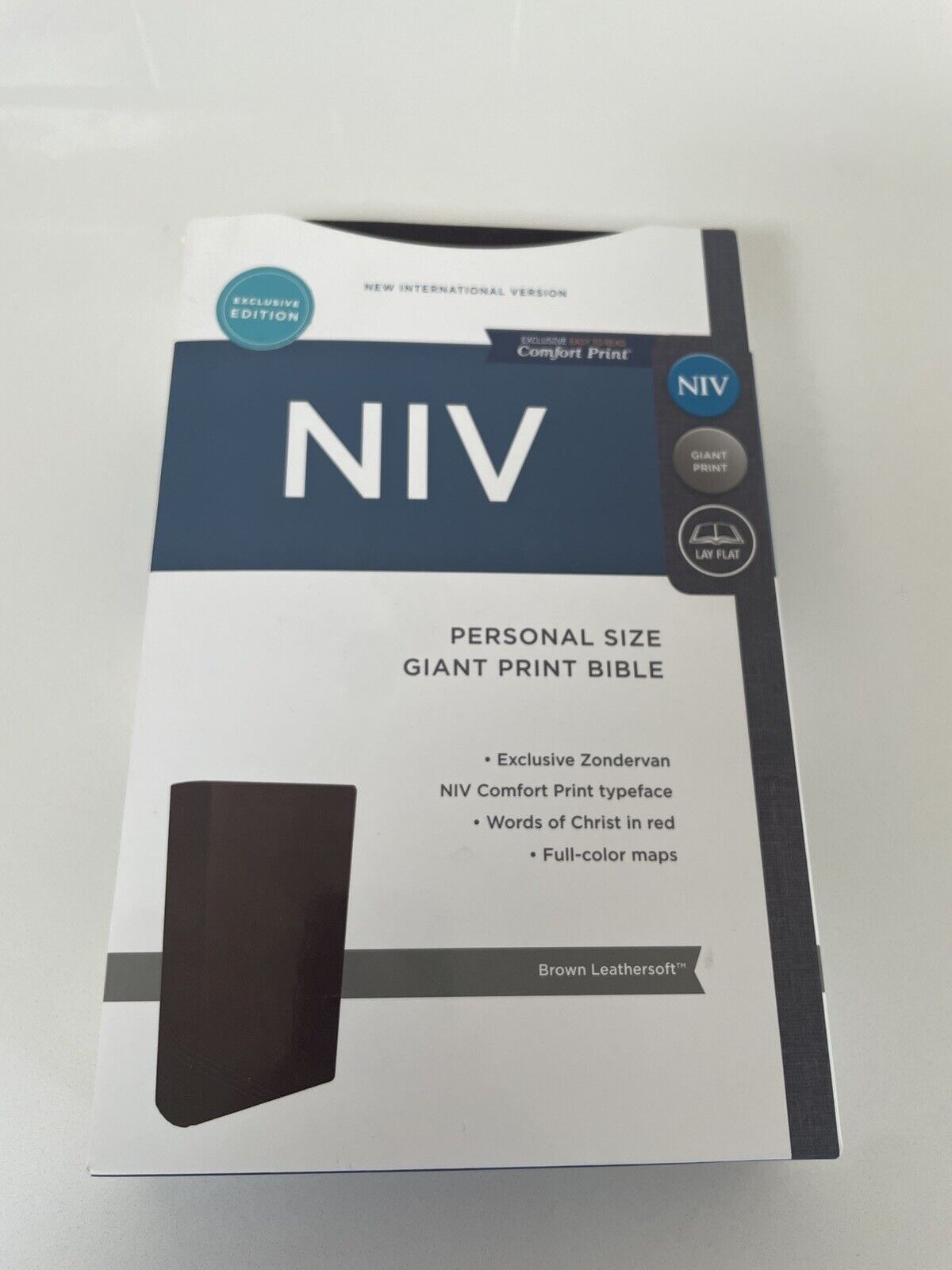 New Zondervan NIV PERSONAL SIZE  GIANT PRINT BIBLE BROWN LEATHERSOFT
