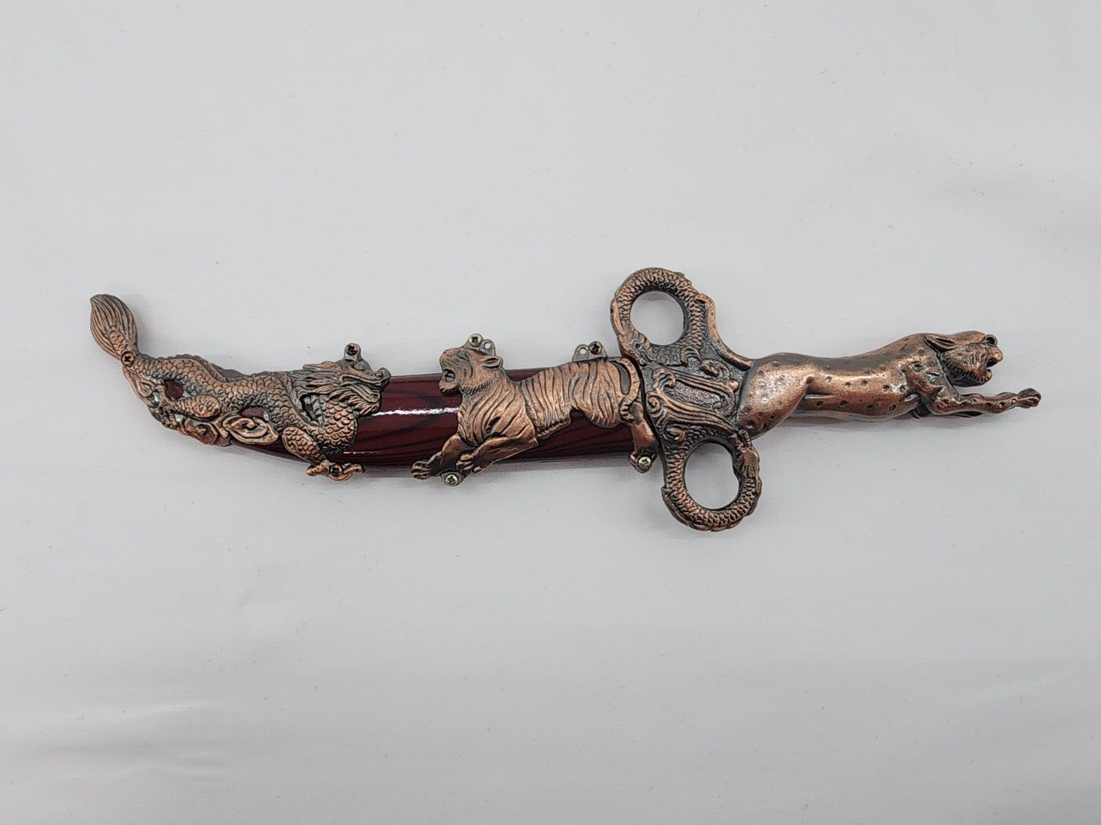 Oriental Ceremonial Dagger Ornamental Sheath with Dragon, Tiger & Leopard