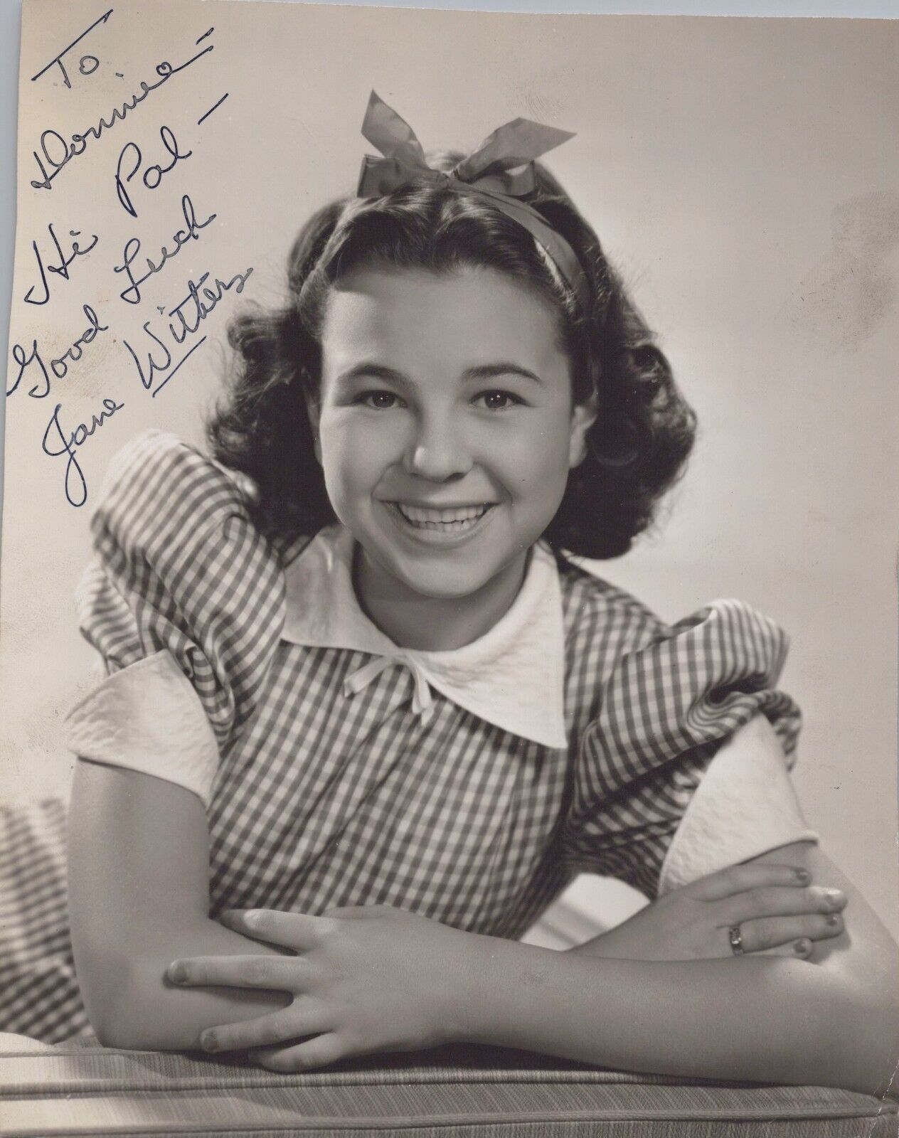 HOLLYWOOD JANE WITHERS STUNNING PORTRAIT 1941 SIGNED AUTOGRAPH VINTAGE Photo C27