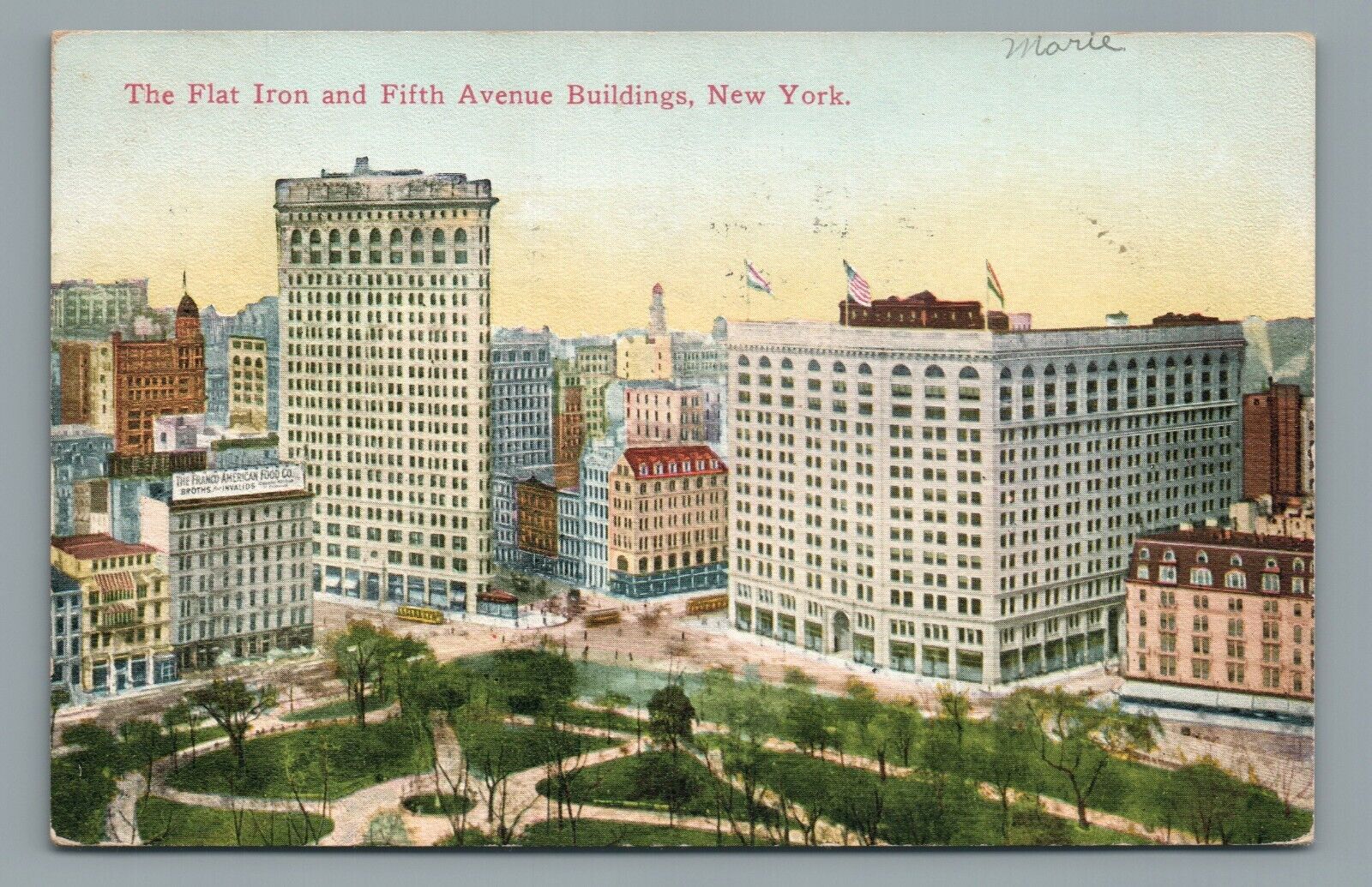 The Flat Iron and Fifth Avenue Buildings New York City New York Postcard 1911
