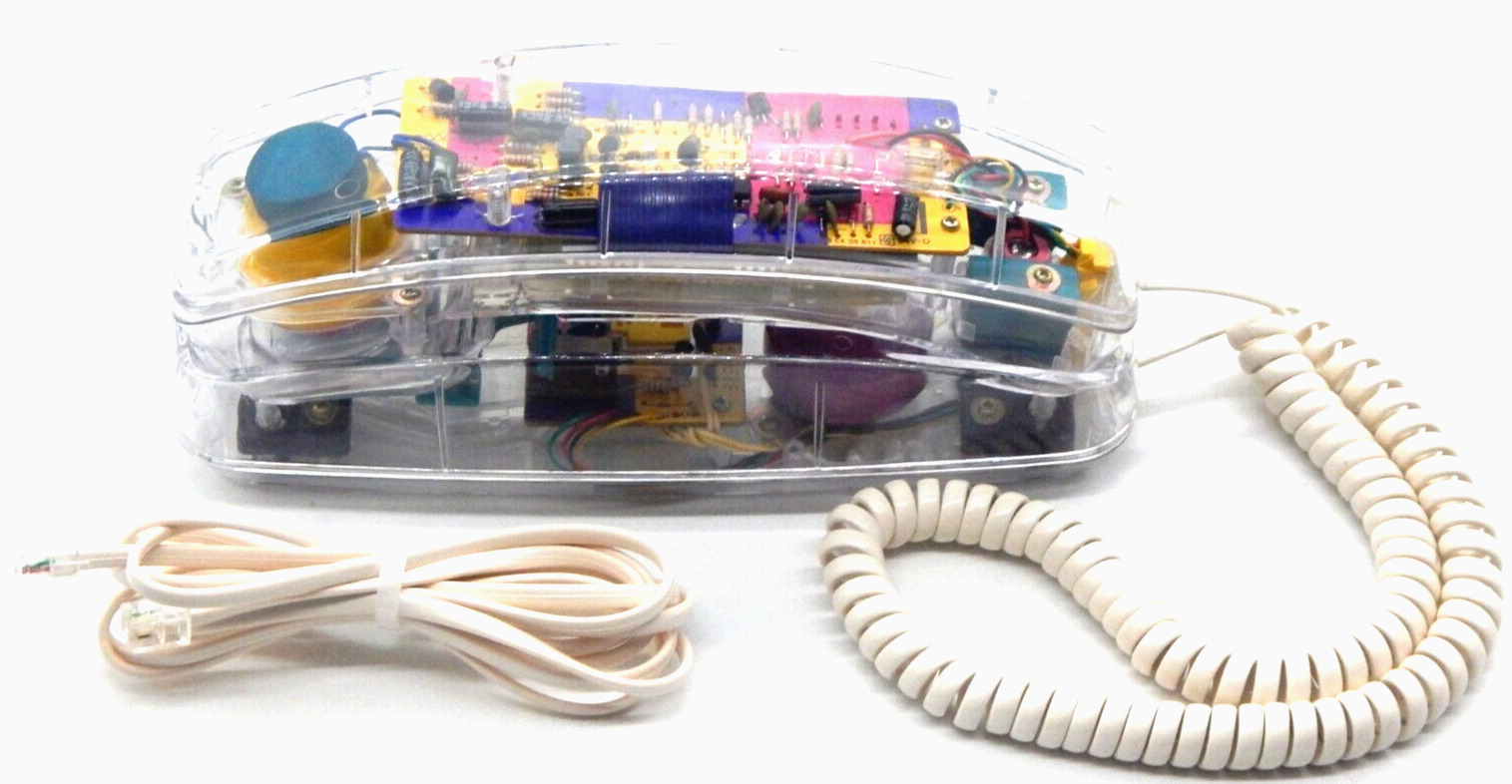 Vintage Clear Transparent Neon Conair Push Button Landline Telephone Model SW205