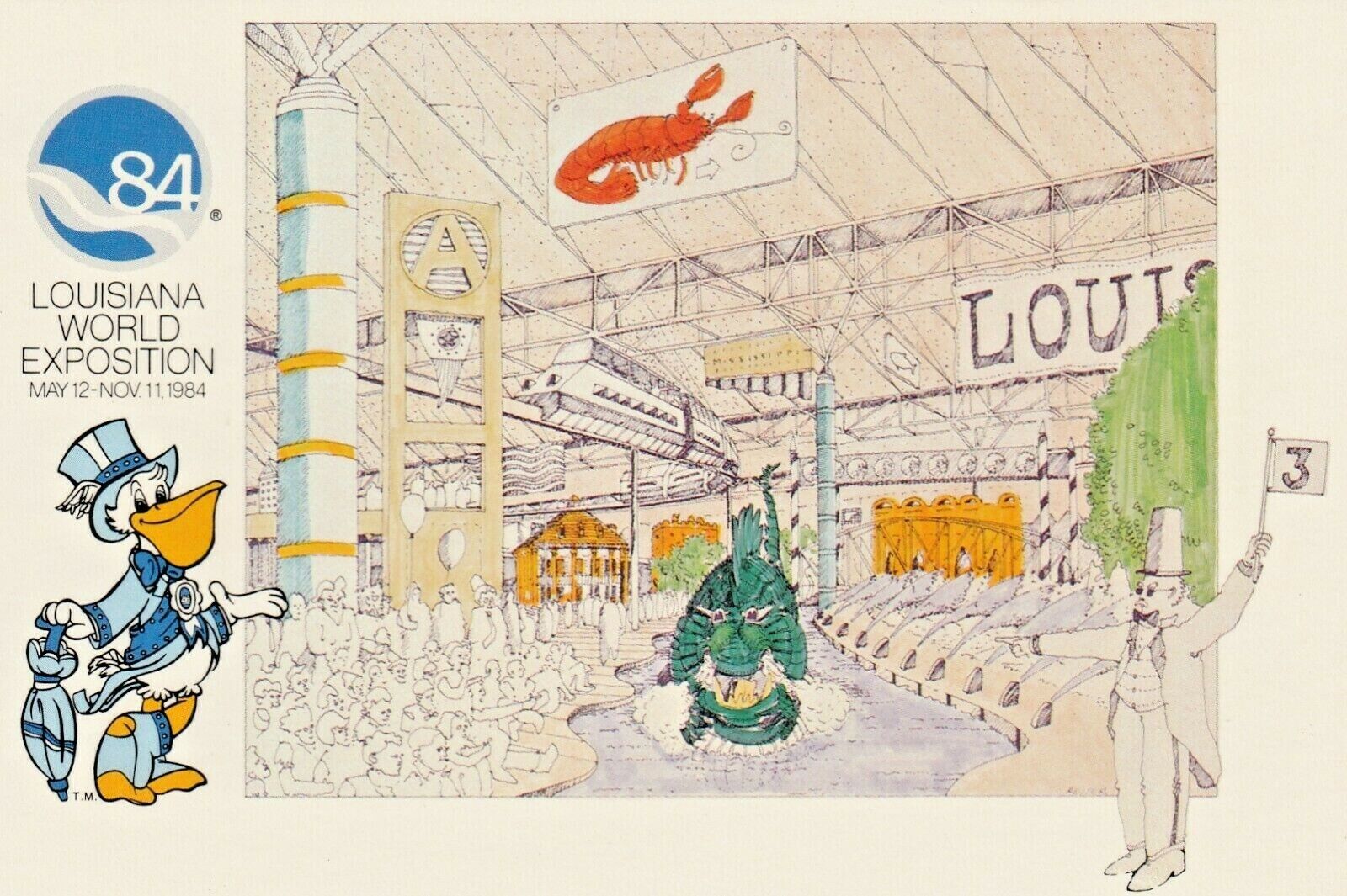 Vintage Exposition Postcard  LA EXPO 1984  WINDING STREAM & SHADY WALK  UNPOSTED