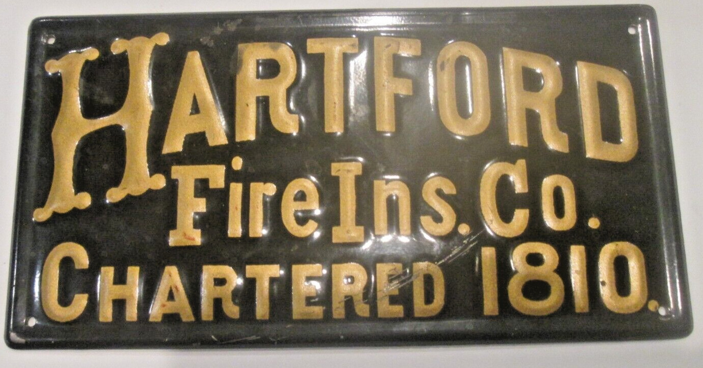 HARTFORD FIRE: Authentic Insurance Company Tin Fire Mark - SIGN/MARKER BU #71 VA