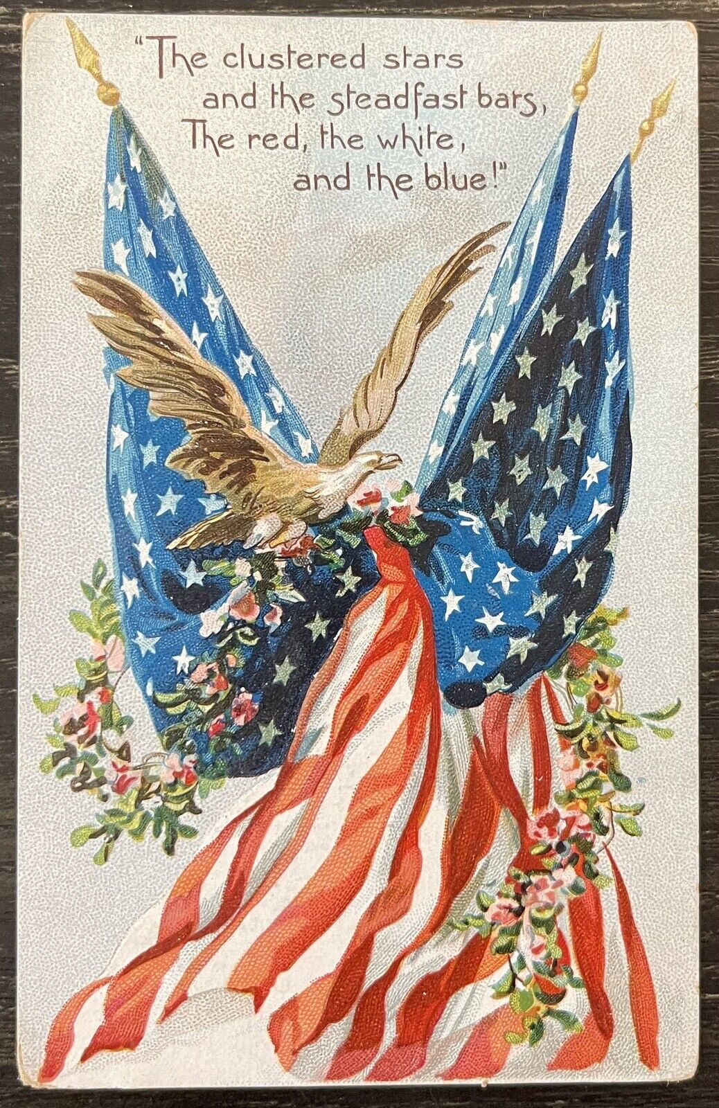 1908 MEMORIAL DAY Postcard Tucks Decoration Day No 107 Flags Eagle Veterans Rose
