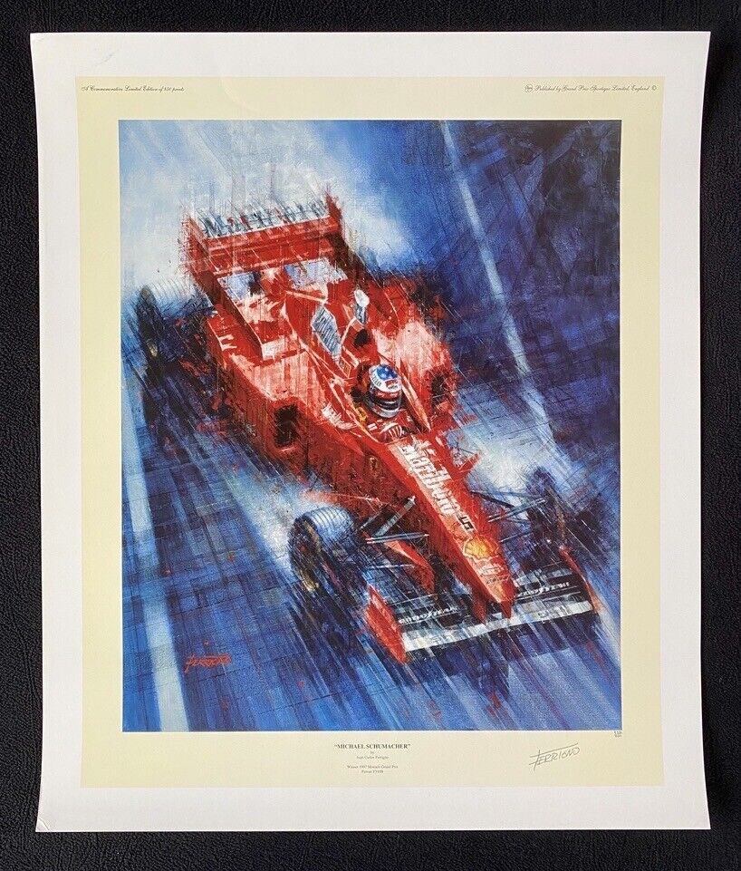 Michael Schumacher 1997 Ferrari F1 Juan Carlos Ferrigno Litho Fine Art Print LE