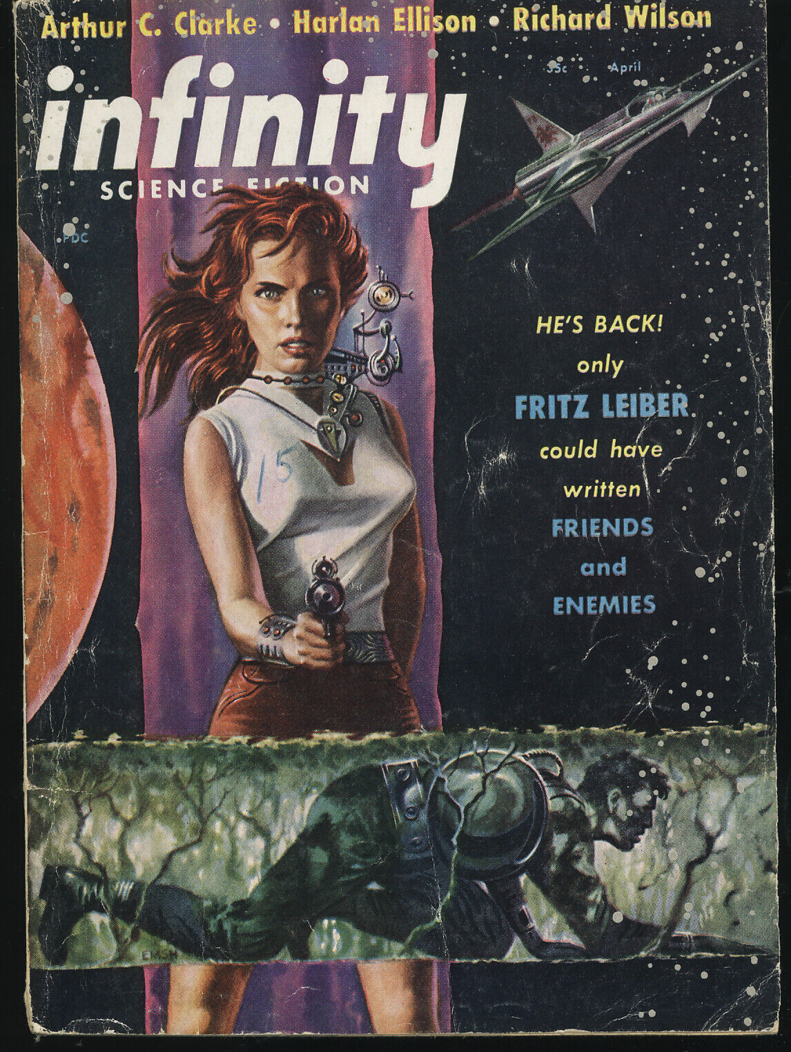 INFINITY SCIENCE FICTION April 1957--Good Girl Art headlight cover-