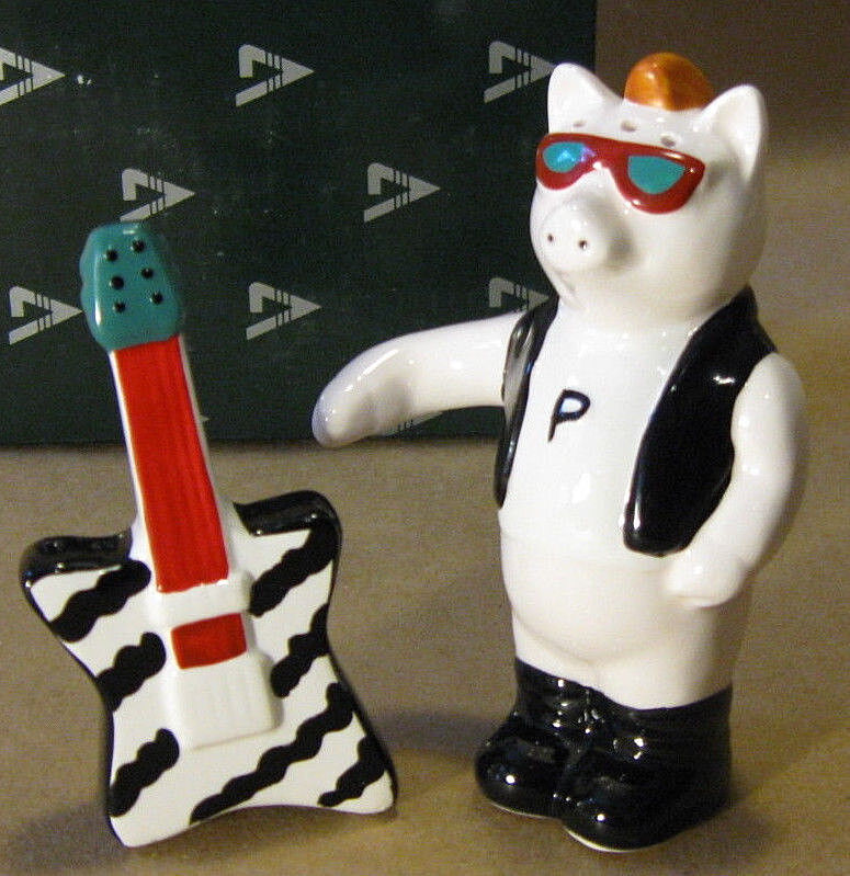 PIG ROCKER and ELECTRIC GUITAR SALT & PEPPER Rock\'n Roll Vintage Vandor 1991 NOS