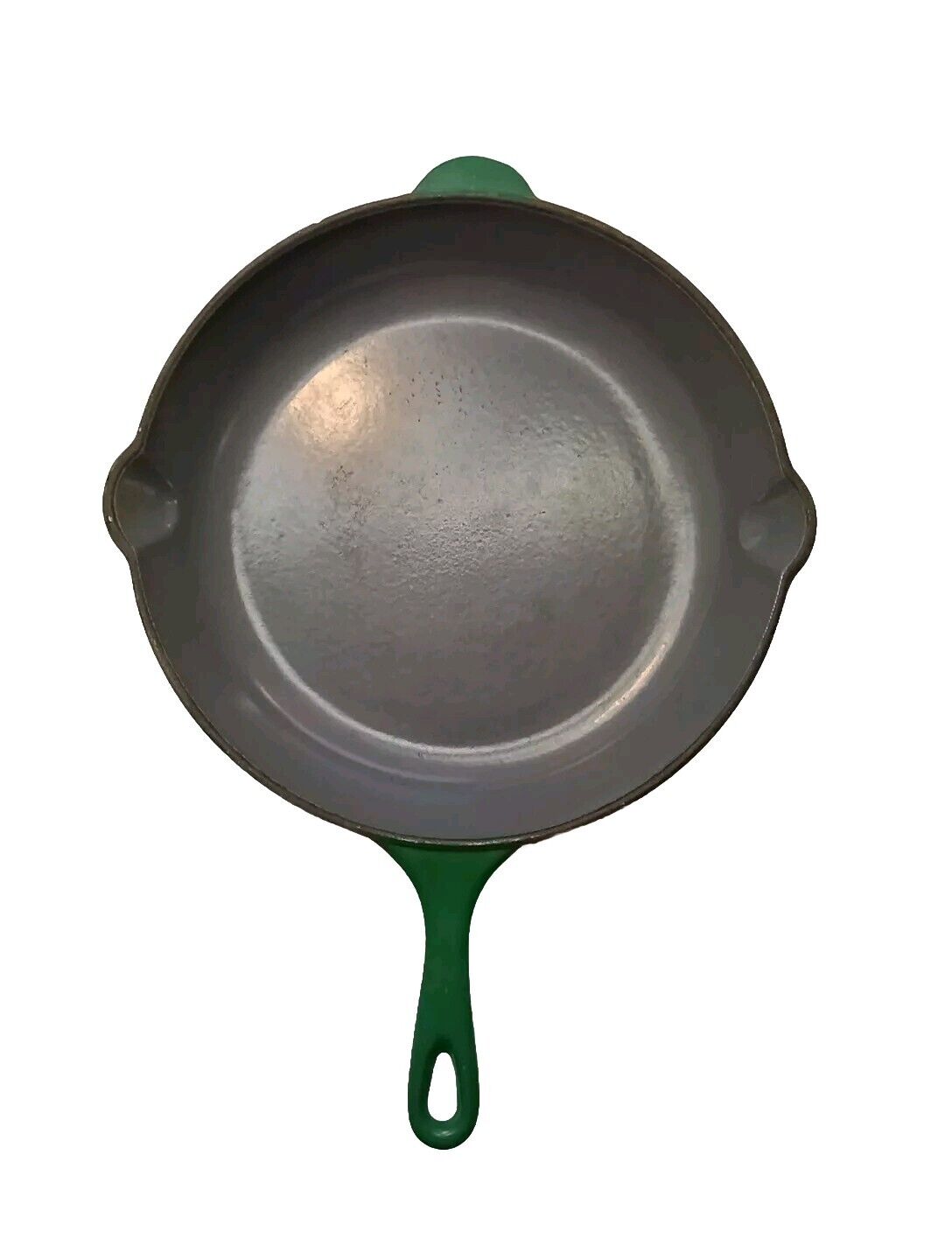 Le Creuset #26 Enamel Cast Iron Skillet Emerald Green Double Spout 10½ Inch