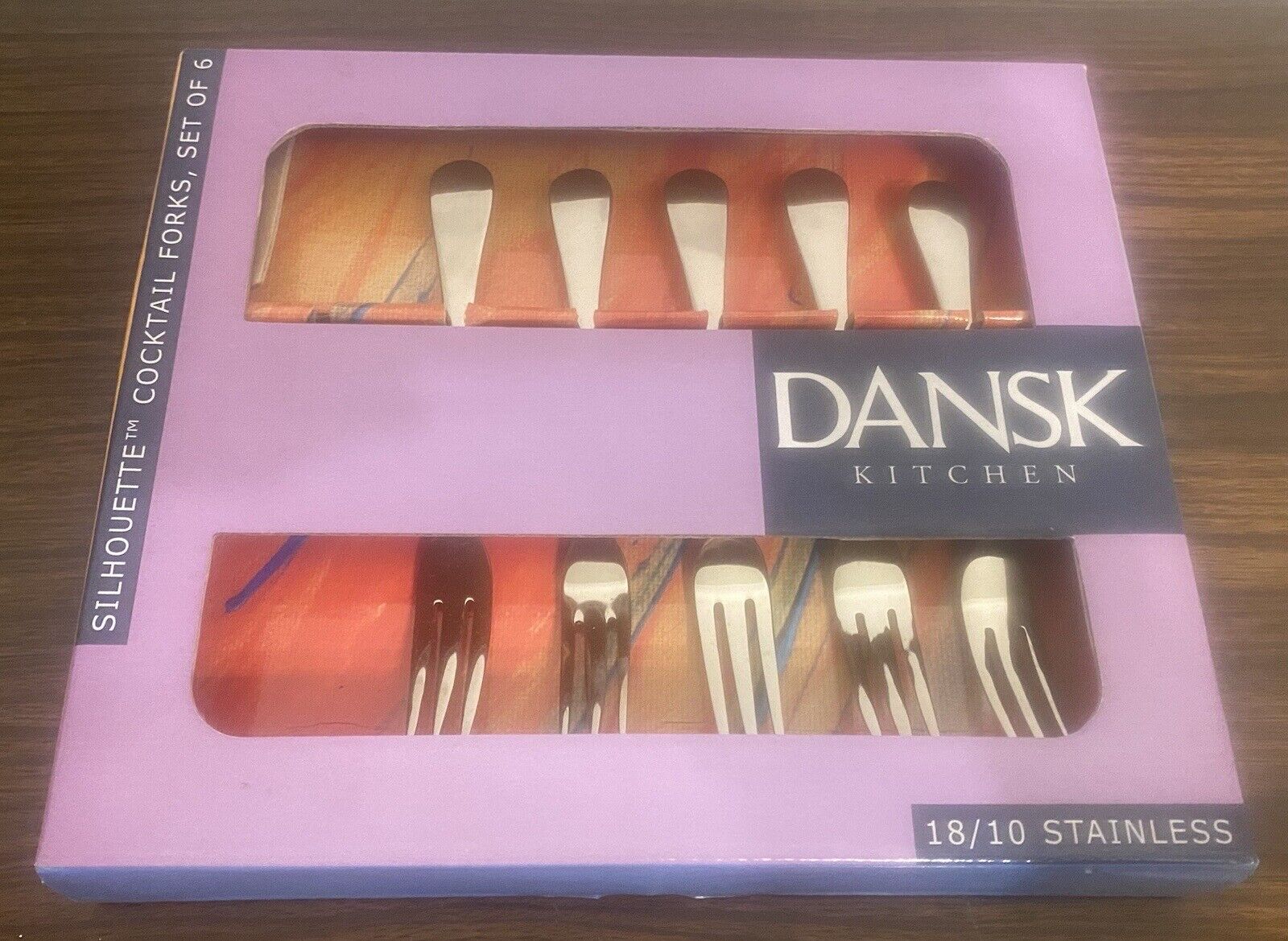 **NEW** DANSK Silhouette 18/8 Stainless Steel Cocktail Forks - Set of 5