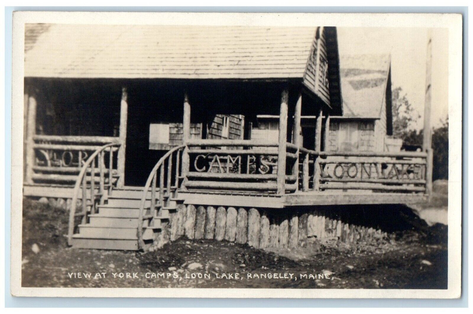 c1910\'s View At York Camps Loon Lake Rangeley Maine ME RPPC Photo Postcard