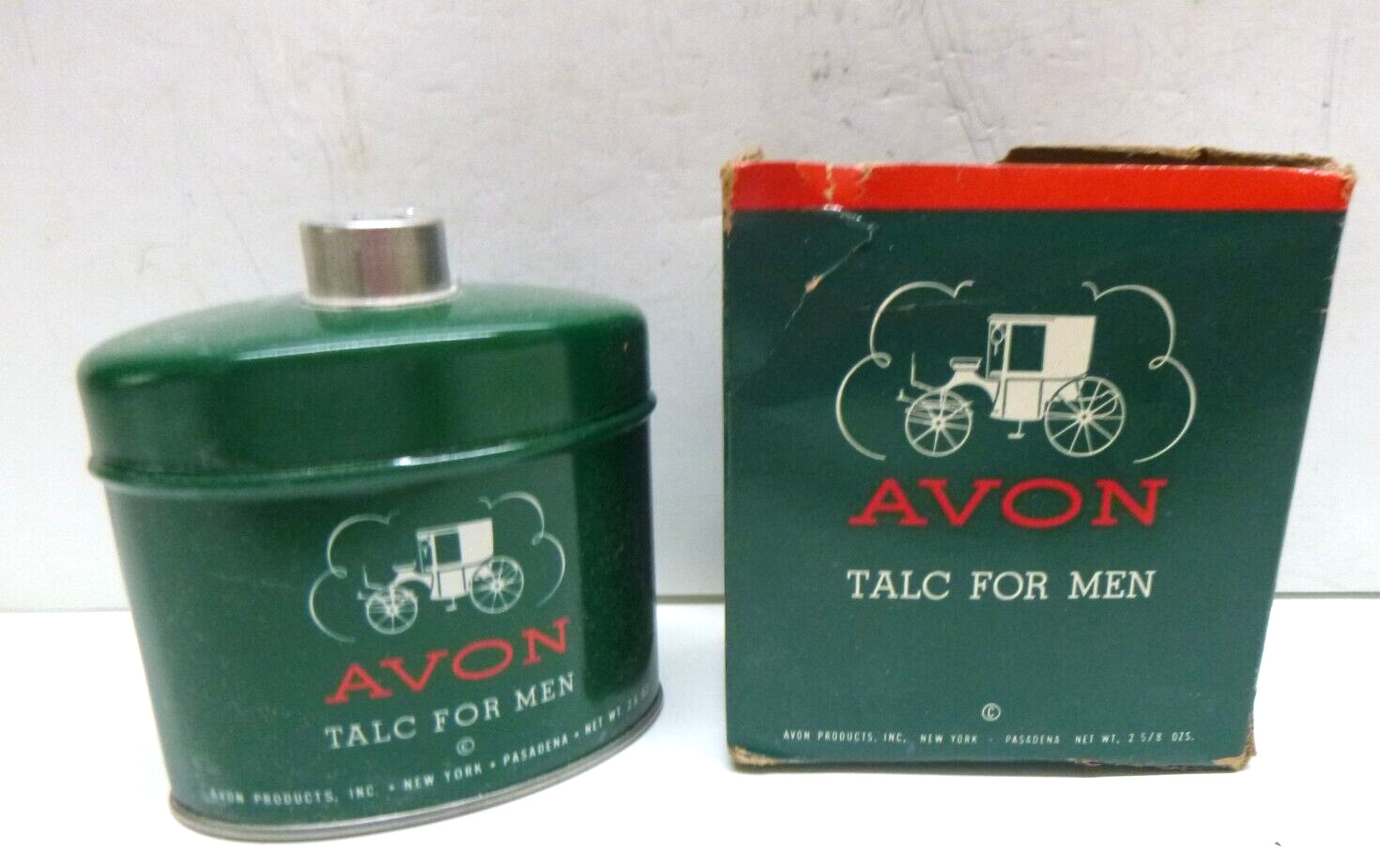 Vintage Avon Talc For Men. 2.5/8 ounces (half full)-Box is rough
