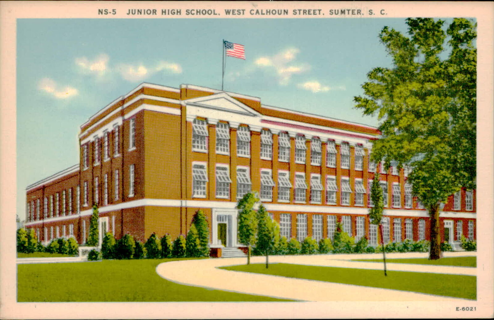 Postcard: NS-5 JUNIOR HIGH SCHOOL, WEST CALHOUN STREET, SUMTER.S.C
