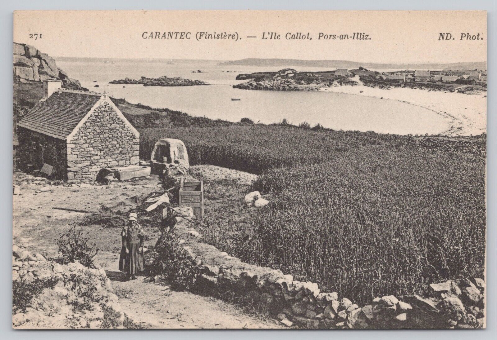 Carantec France, Callot Island, Pors-an-Illiz, Vintage Postcard
