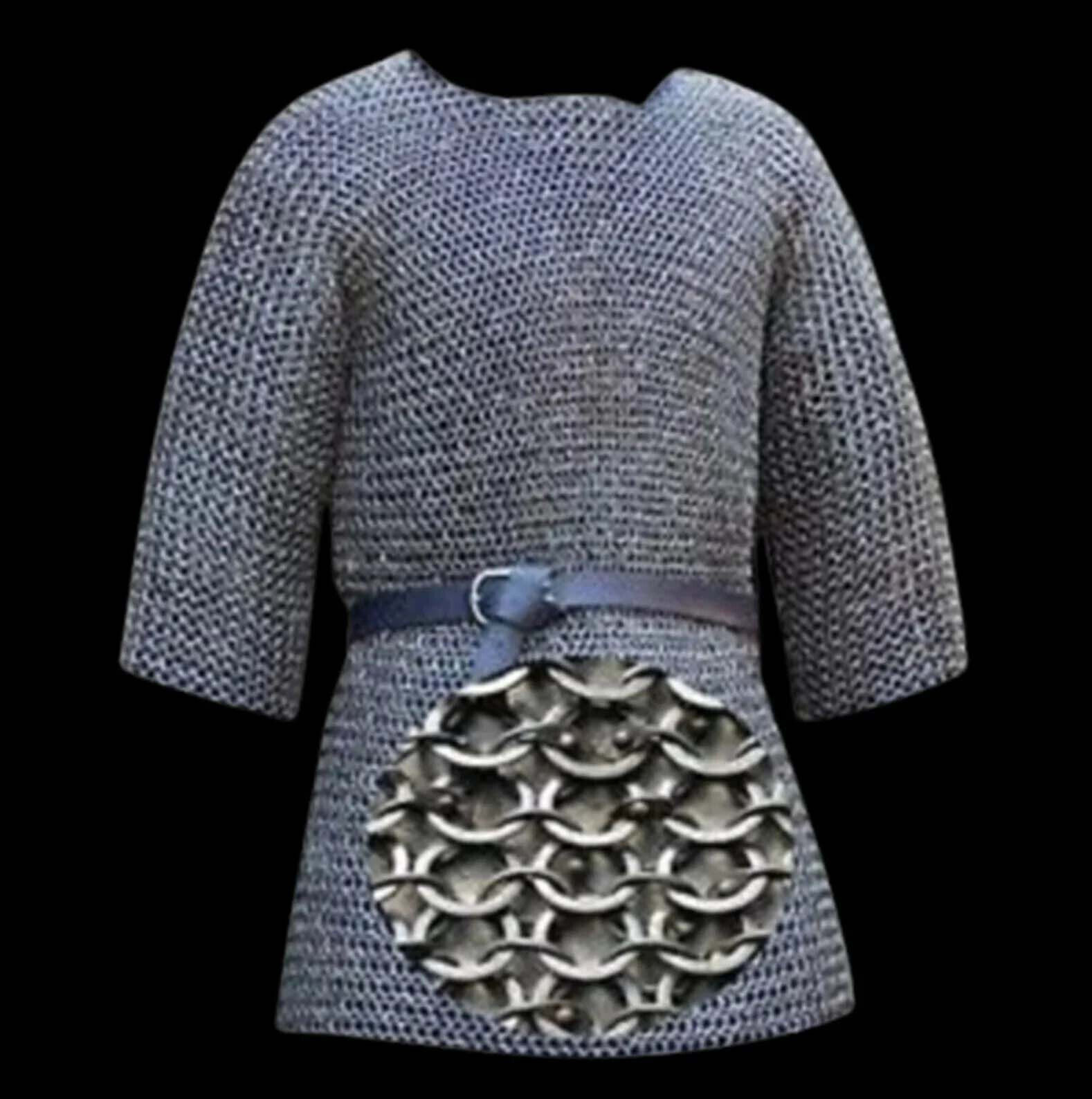 Handmade 6 mm chain mail shirt,Half Sleeve,Round Rivited with Soiled ring,mediev