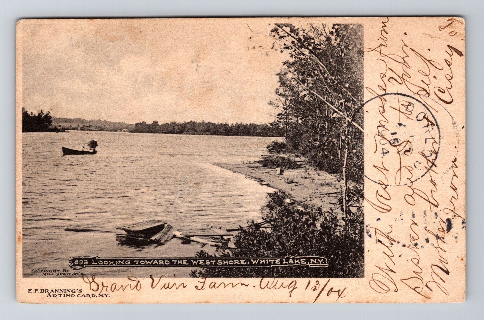 White Lake NY-New York, Scenic West Shore, Vintage c1904 Postcard
