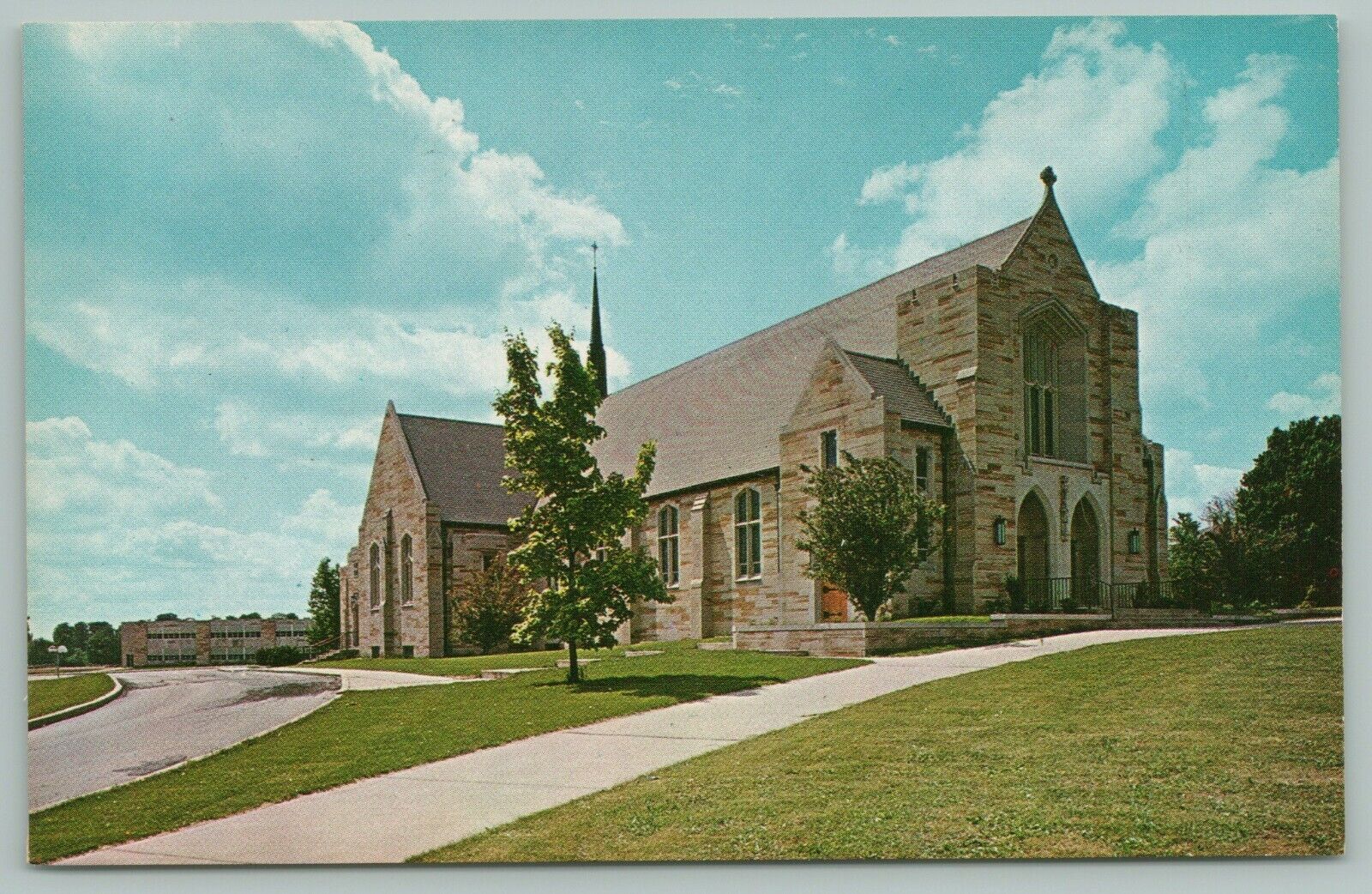 Bloomington Indiana~St Charles Borromeo Catholic Church~Circular Driveway~1950s