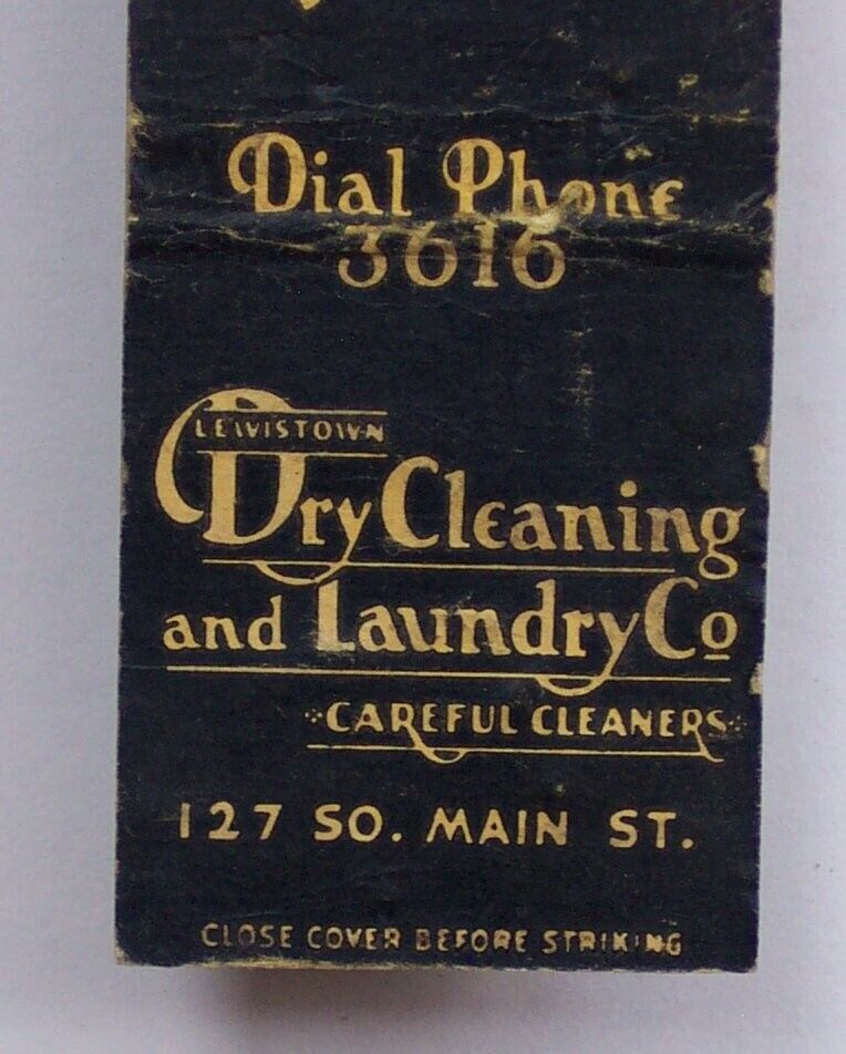 1940s Dry Cleaning and Laundry Lewistown PA Mifflin Co Matchbook Pennsylvania