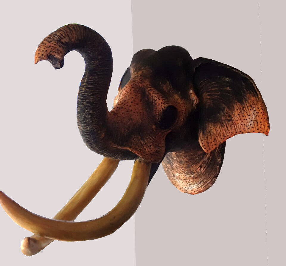 14\'\' Limited Rare Royal Elephant Head Trunk Up Statue Animal Figurine Wall Decor