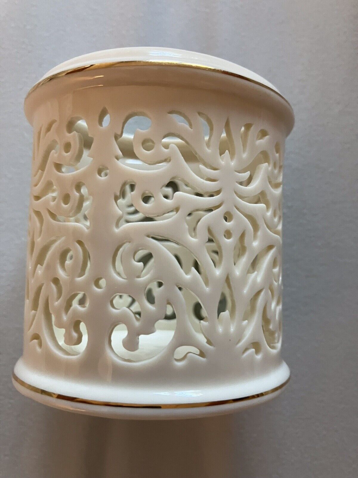 Lenox Porcelain Votive Candle Holder Ivory with Gold Trim