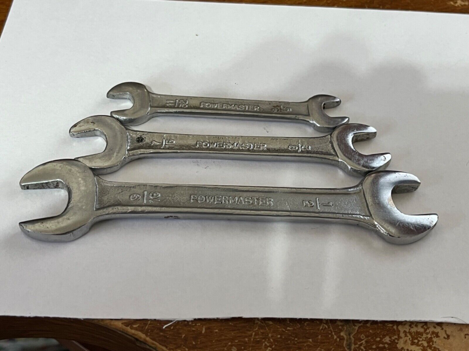 3- Vintage Powermaster Drop Forged Open End Steel Wrenches Korea nice cond