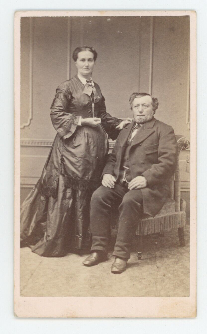 Antique CDV Circa 1870s Lovely Older Couple Victorian Era Clothing Ishpeming, MI