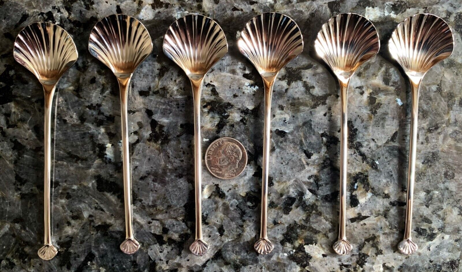 6 Matching Shell-Shaped Demi-Tasse Spoons in Original Box & Packaging