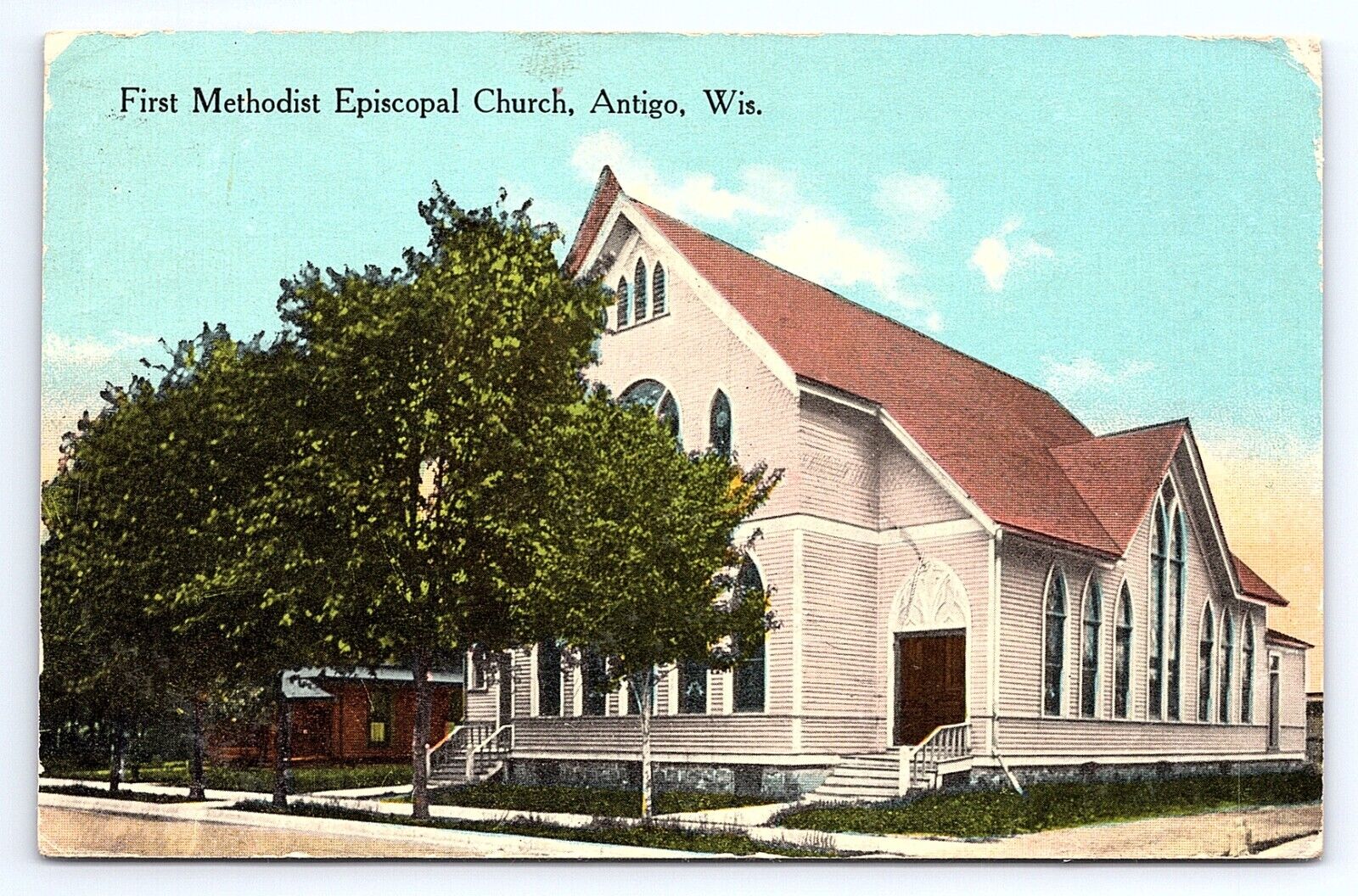 Postcard First Methodist Episcopal Church Antigo Wisconsin WI