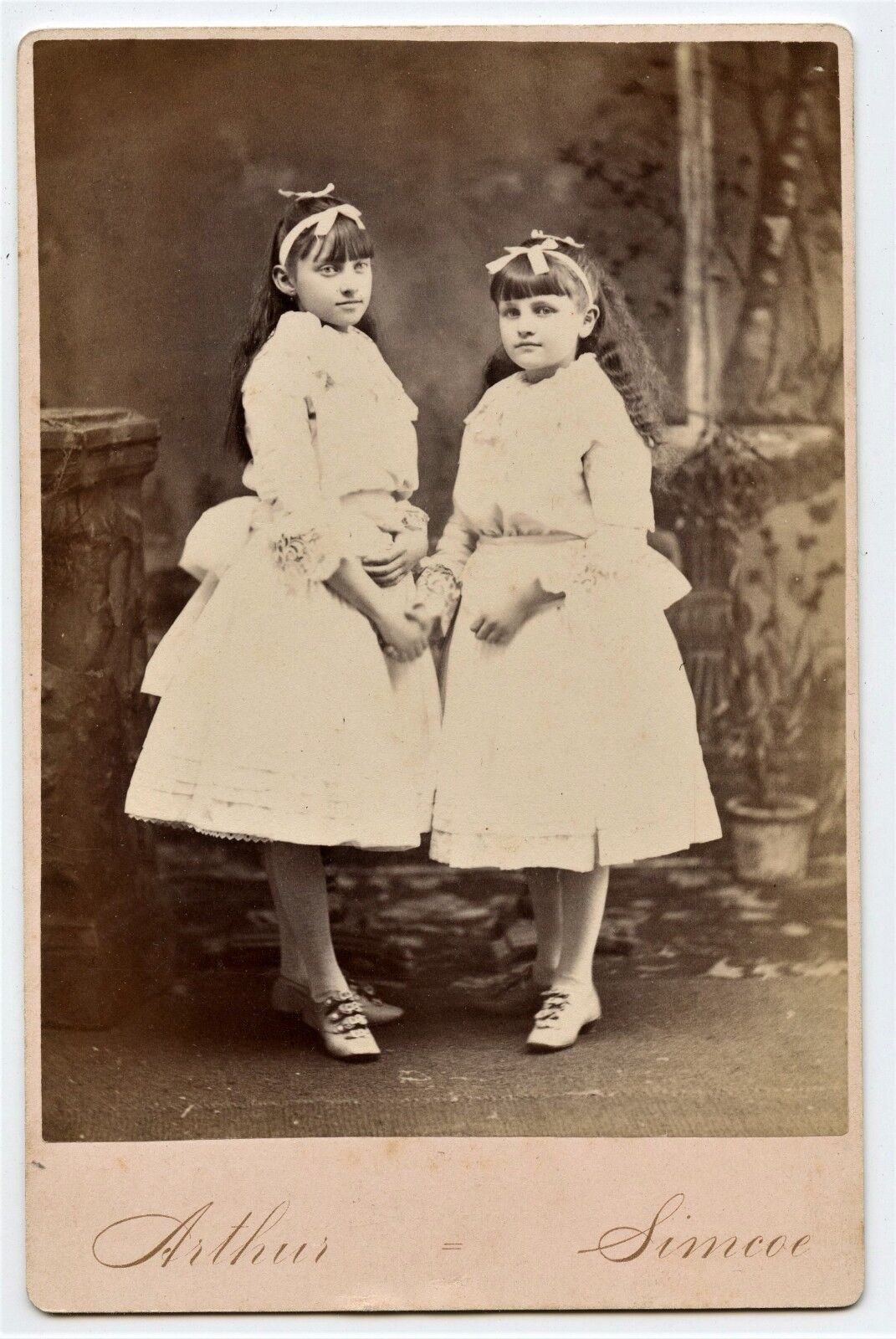 Victorian Teenage Girls,  Long Hair, Vintage Photo by Arthur, Simcoe ON Canada