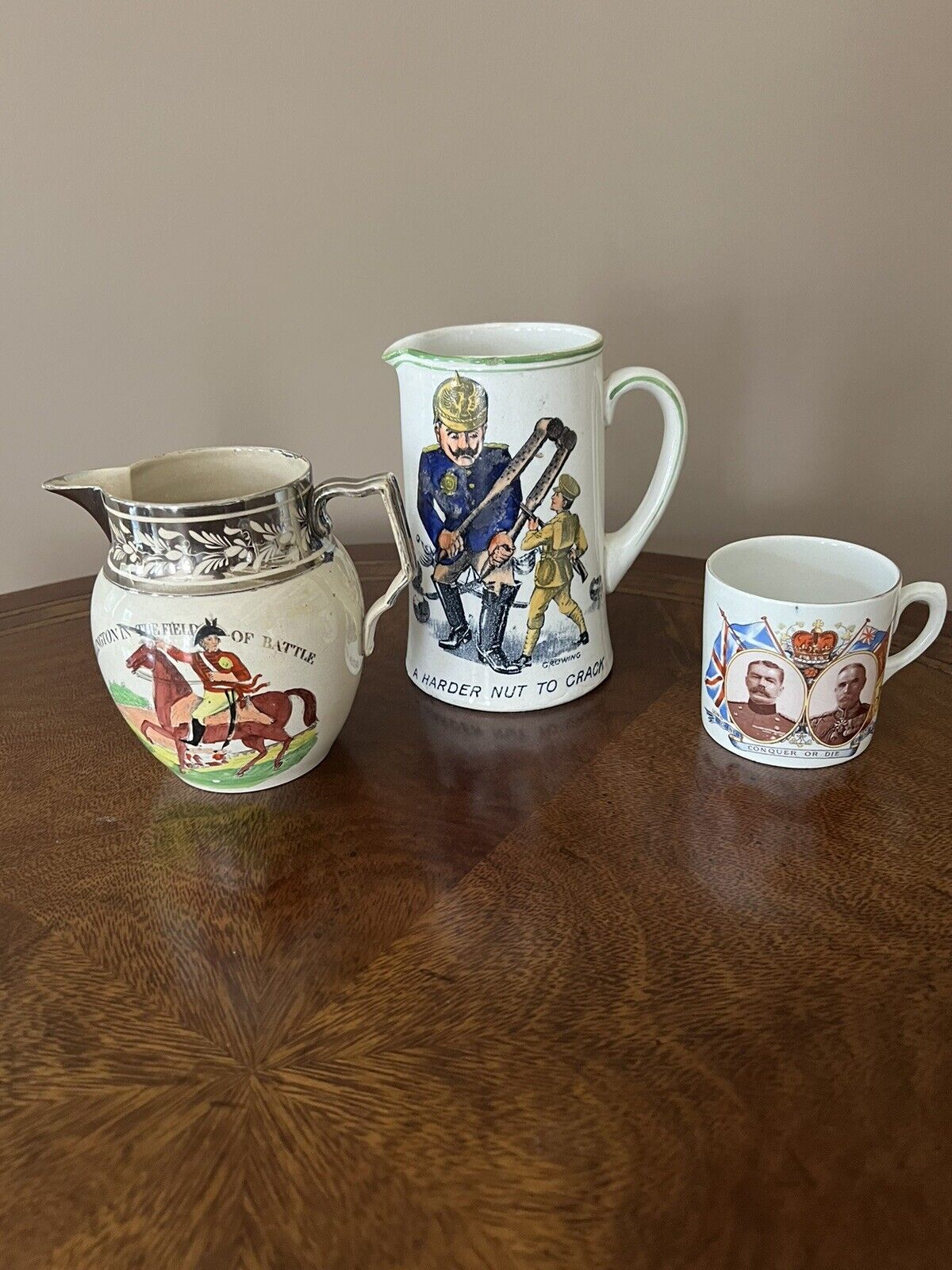 Set of 3 Military Porcelain Mugs.  English Made.  Very Good Condition.