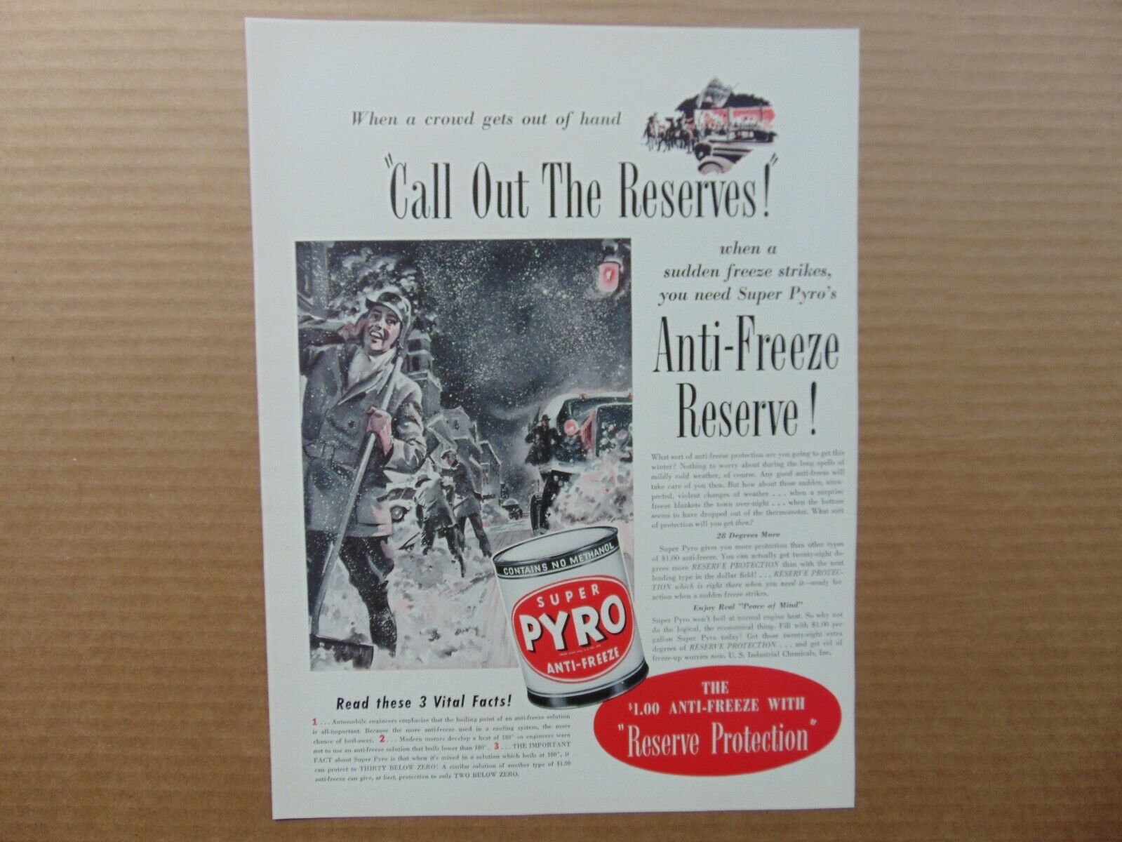 1941 SUPER PYRO ANTI-FREEZE vintage art print ad