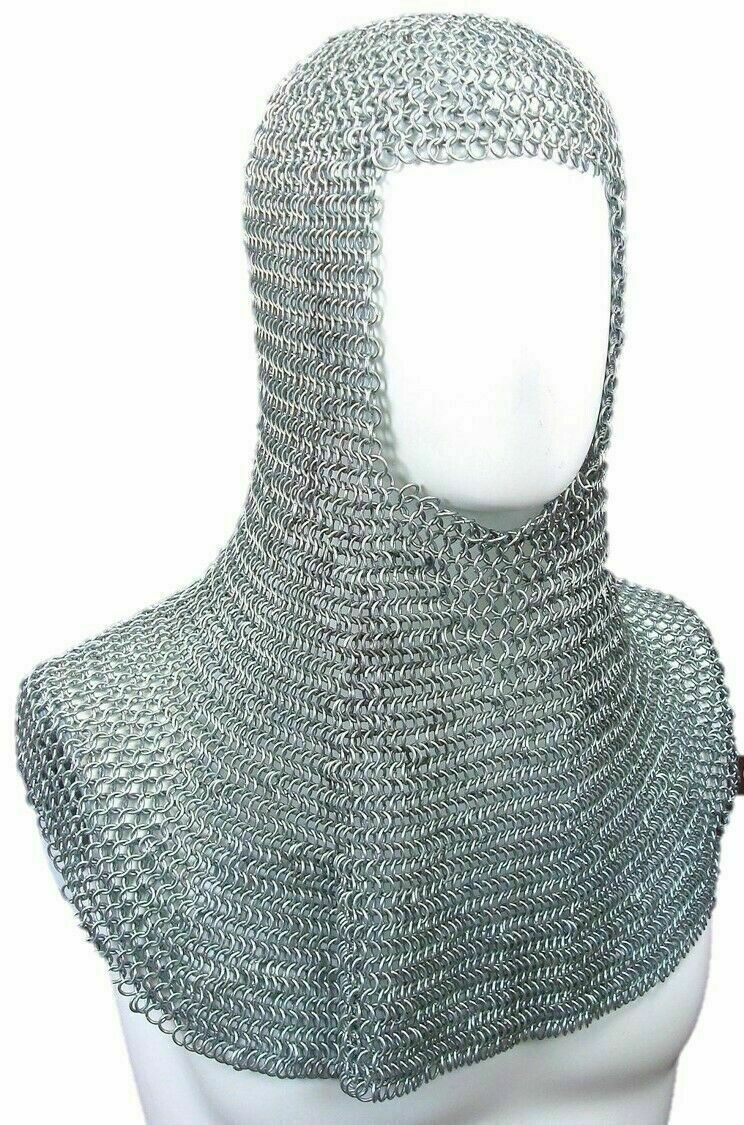 DGH® Chainmail Hood LARP Reenactment 10 mm Butted Knights ASA