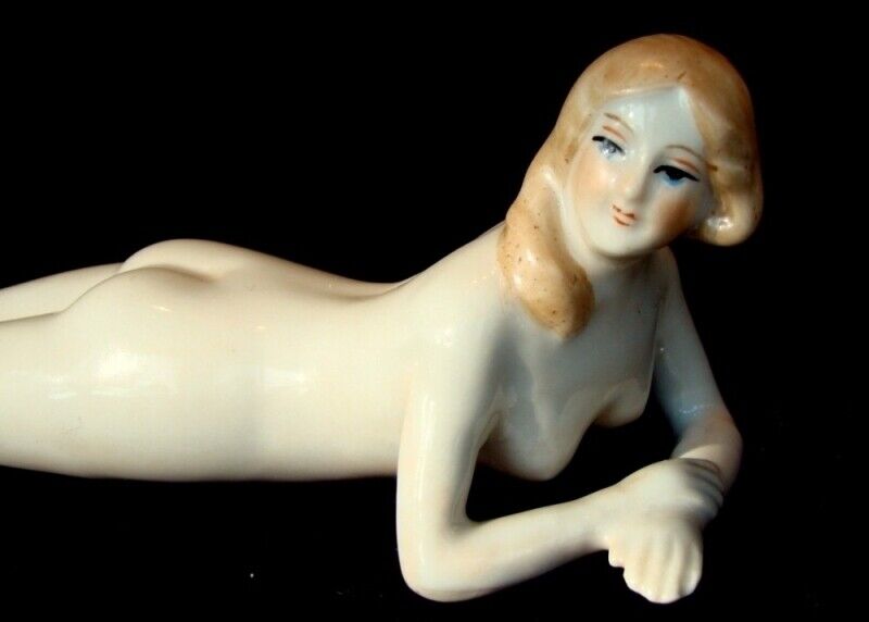 Art Deco-German Style Figurine Bathing Beauty Sexy Naked Art Nouveau Style Porce