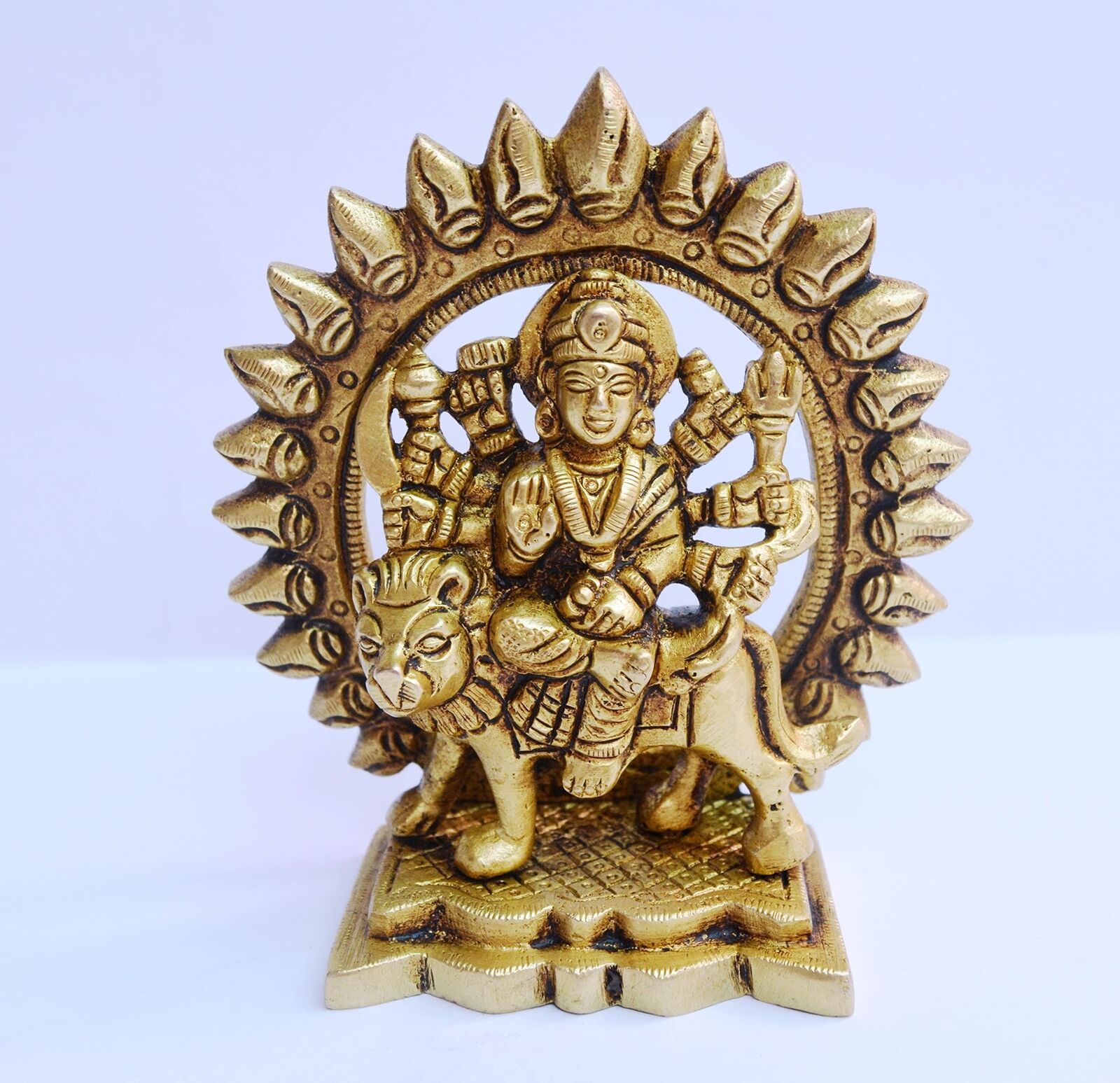 Brass Durga MATA Idol (450gram, 4.25inch) Home Puja Mandir Indian Temple Deco...