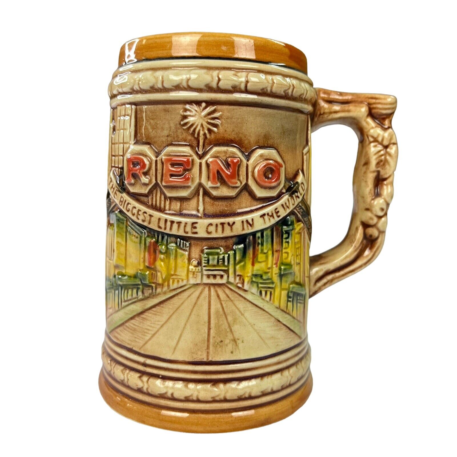 Vintage German Style Ceramic Beer Stein Mug  RENO The Biggest Little City