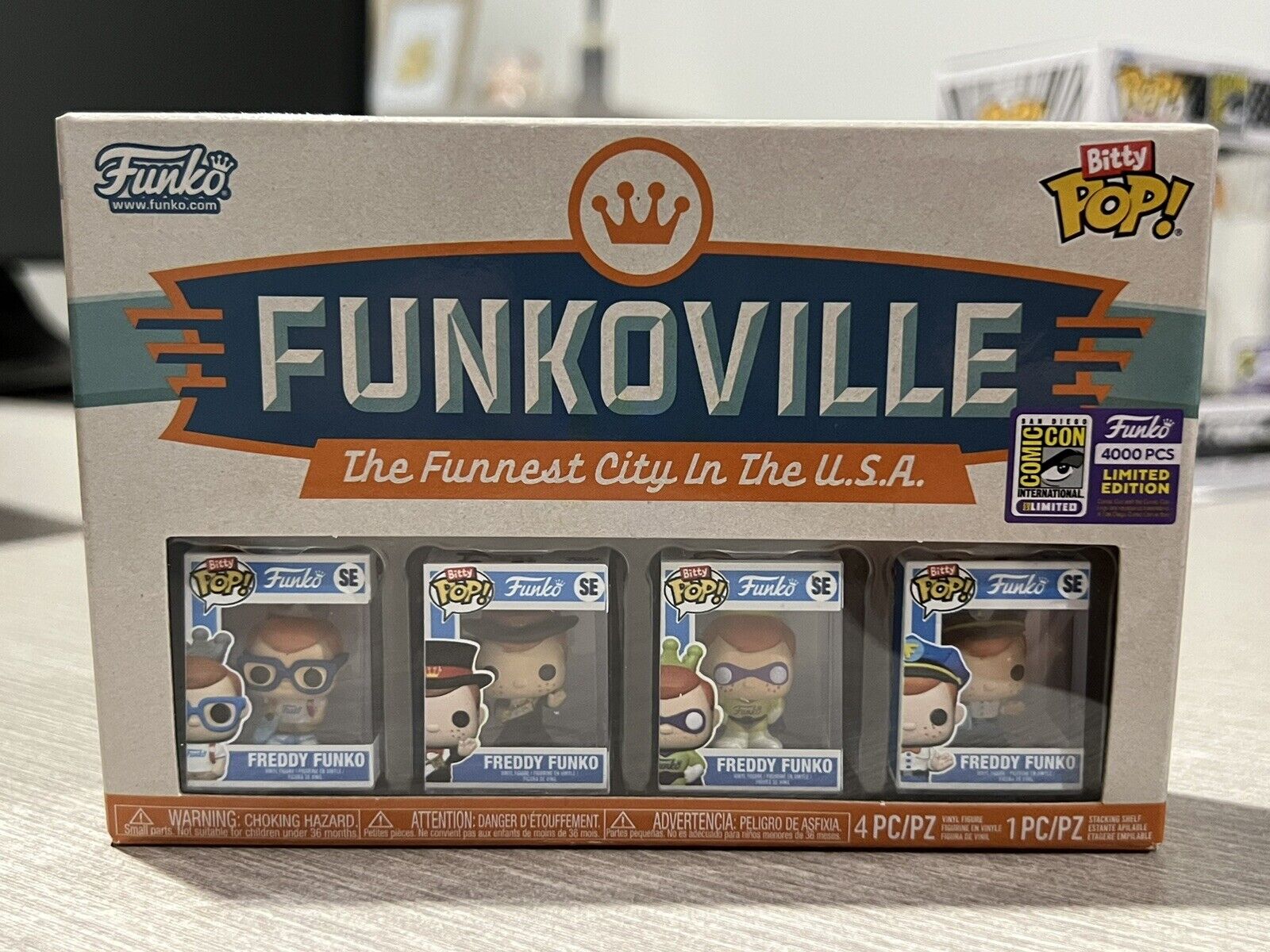 SDCC 2023 EXCLUSIVE Funko Bitty Pop Funkoville 4 Pack Figure Set