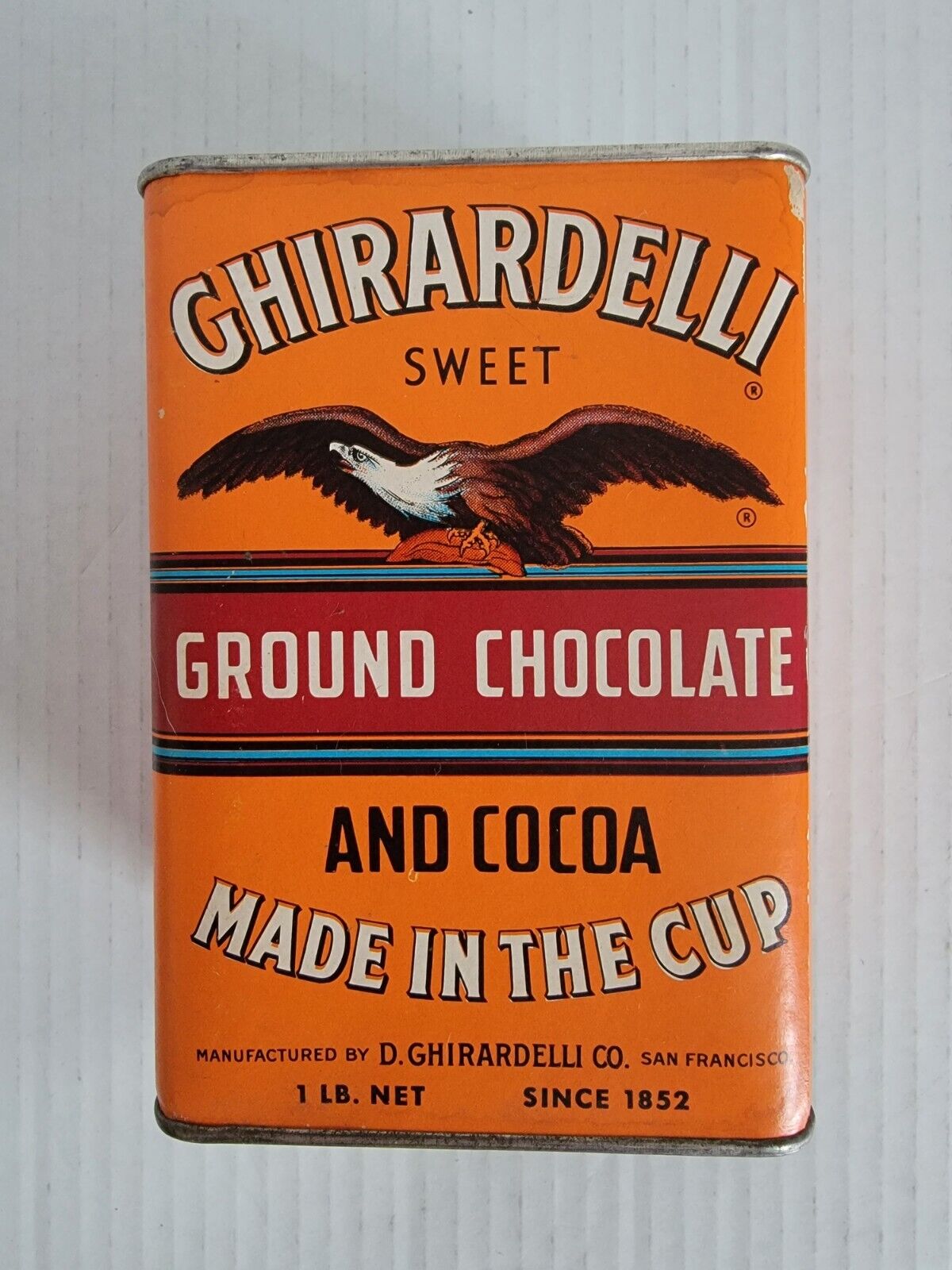 Vintage Ghirardelli Sweet  Ground Chocolate and Cocoa 1 LB Tin