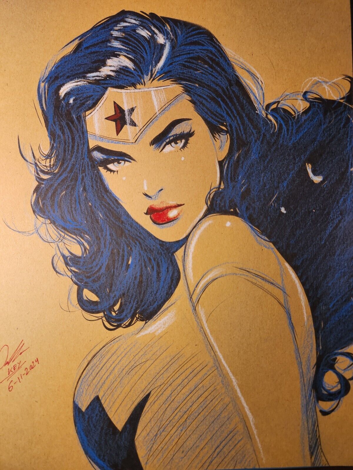 Wonder Woman Galactic Ink/Pencil Original Comic Art Signed 8.5x11 COA Incl