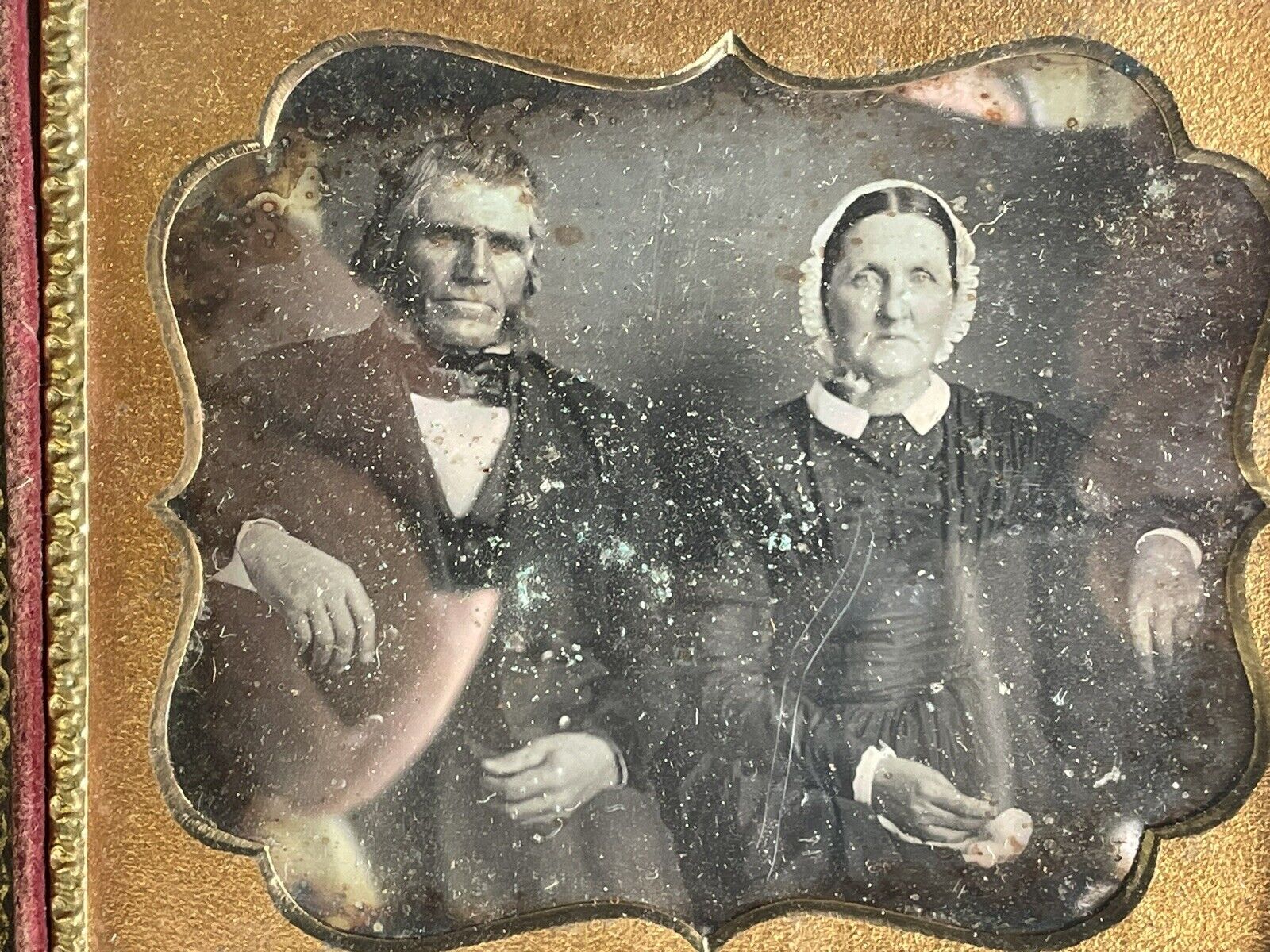 Antique daguerreotype photograph man lady couple cased photo lot #1
