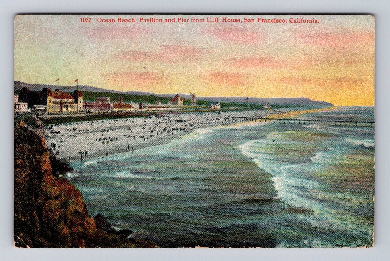San Francisco CA-California, Cliff House, Pavilion, Pier, Ocean c1909 Postcard