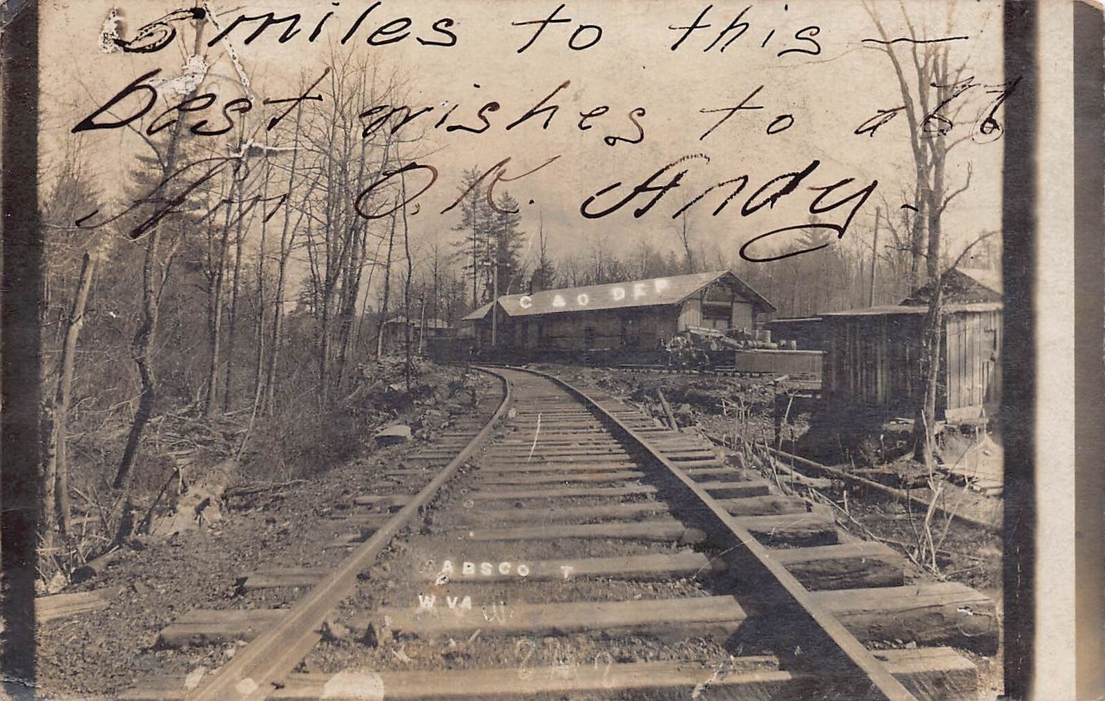 ZC1/ Mabscott West Virginia RPPC Postcard c1910 C&O Railroad Depot 164