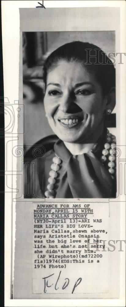 1974 Press Photo Maria Callas, Singer - piw13463