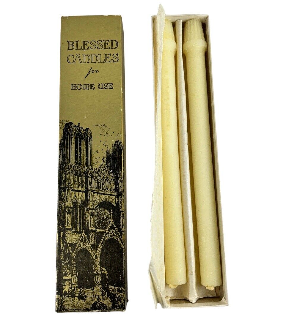 Vintage Catholic Blessed Candles Set of For Home Use by Will & Baumer Candle Co.